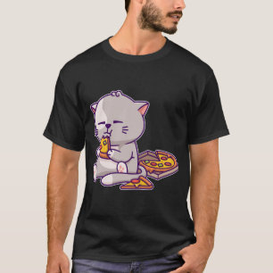 Camiseta Kawaii Anime Gato Comendo Pizza Gatinho Gato Gatin