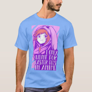 Camiseta Kawaii Anime Girl Easter Bunny Orelha Eu Só Cego