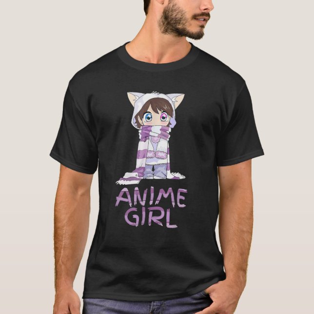 Camiseta Kawaii Anime Girl Kawaii Torna Garota Bonita Com K (Frente)