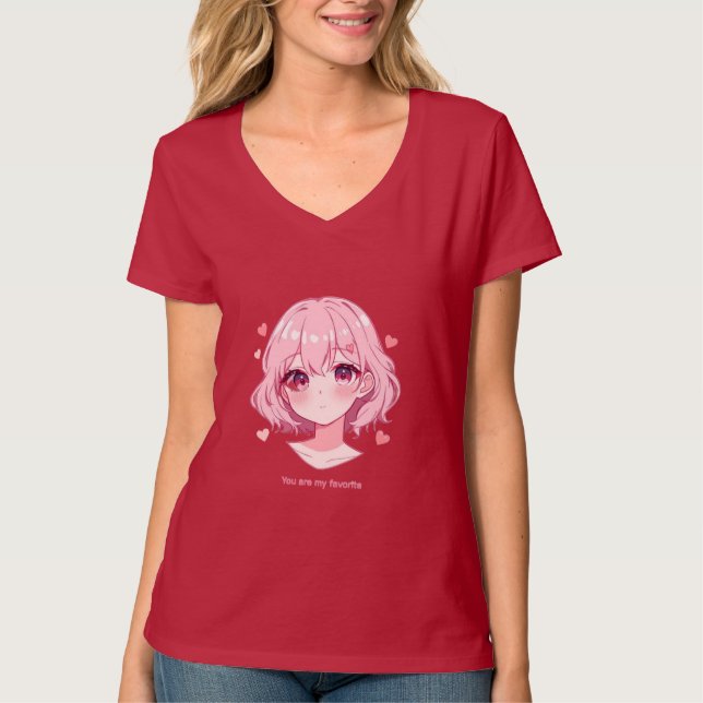 Camiseta Kawaii Anime Girl Valentine Sweatshirt (Frente)