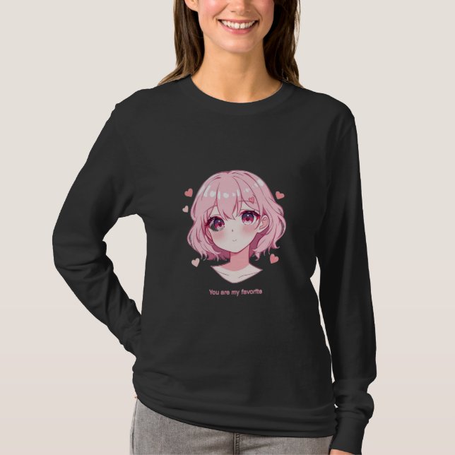 Camiseta Kawaii Anime Girl Valentine Sweatshirt (Frente)