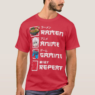 Camiseta Kawaii Anime Japonês Ramen Engraçado Jogador Jogo