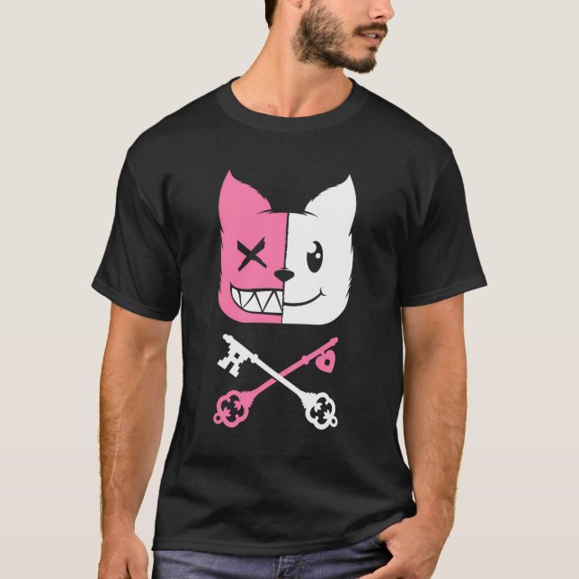Camiseta Kawaii Anime Neko Girl Yandere Menhera Chan Pastel (Frente)