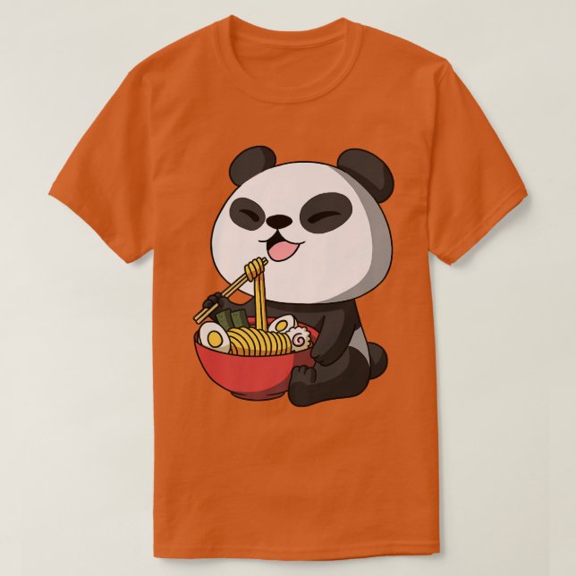 Camiseta Kawaii Anime Panda Bear Noodles Asiáticos Ram Japo (Frente do Design)