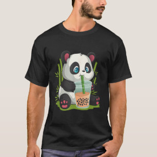 Camiseta Kawaii Anime Panda Otaku Japonês Bubble Boba Tea