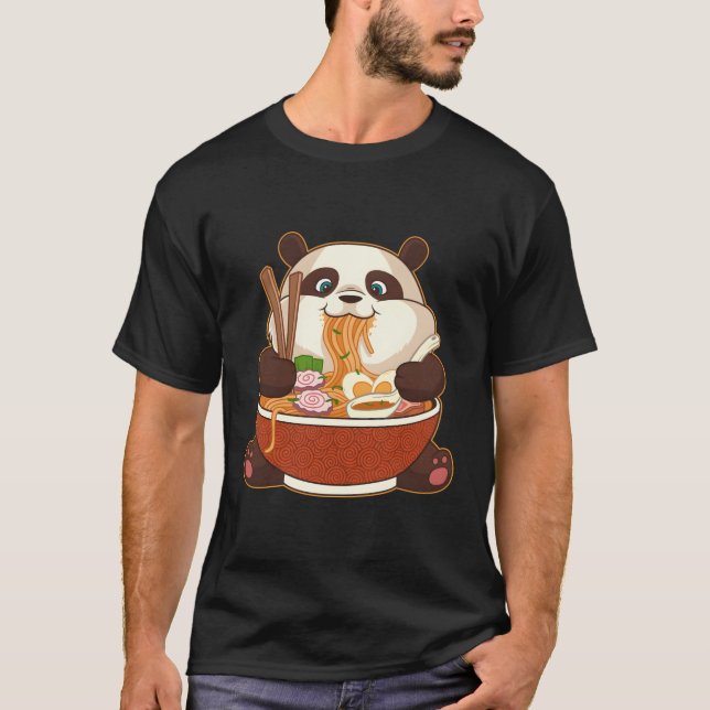 Camiseta Kawaii Anime Panda Otaku Japonês Ra Noodles (Frente)