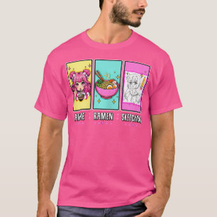Camiseta Kawaii Anime Ramen Noodles Desenhando o Japão