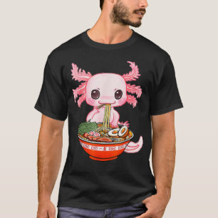 Camiseta Kawaii Aolotl Comendo Ramen Noodles Anime Gift Gir