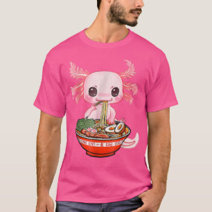 Camiseta Kawaii Aolotl Comendo Ramen Noodles Anime Gift Gir
