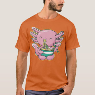 Camiseta Kawaii Aolotl Cute Eating Ramen Noodles Anime Otak