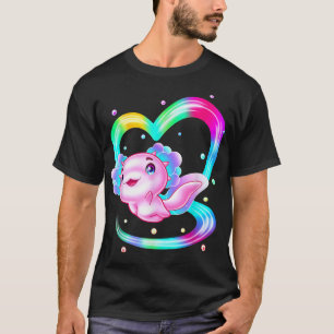 Camiseta Kawaii Aolotl Lover Peixe Andando Mequino Amphibia
