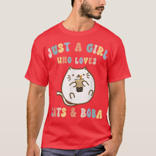 Camiseta Kawaii Apenas uma garota que ama Cats e Boba Tea