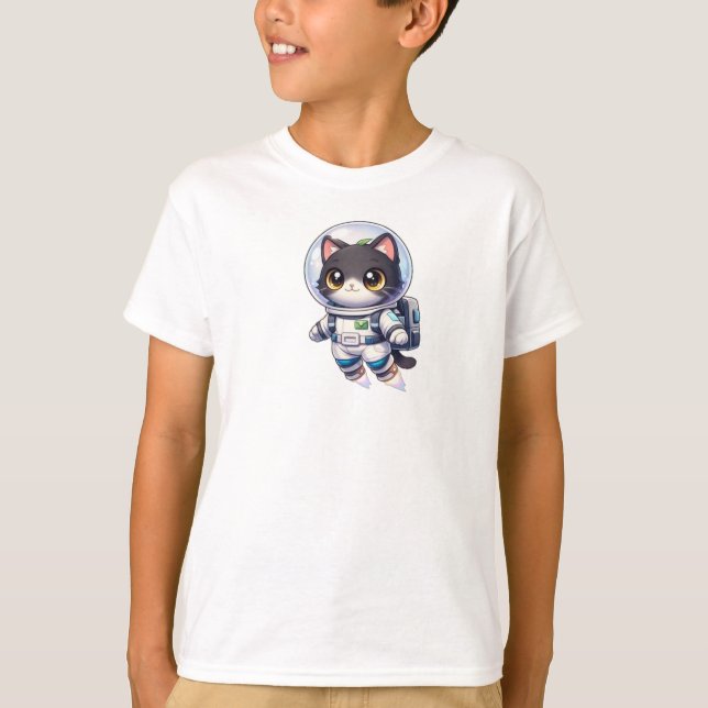 Camiseta Kawaii Astronaut Cat Cartoon – Cute Space Kitty (Frente)
