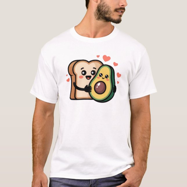 Camiseta Kawaii Avocado, Cute Avocado Toast, Smiling Foodie (Frente)