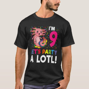 Camiseta Kawaii Axolotl 9º Aniversário Presente 9 Anos
