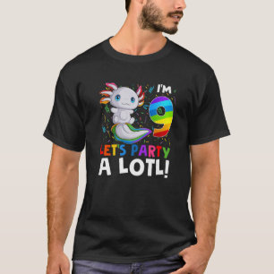 Camiseta Kawaii Axolotl 9º Aniversário Presente 9 Anos