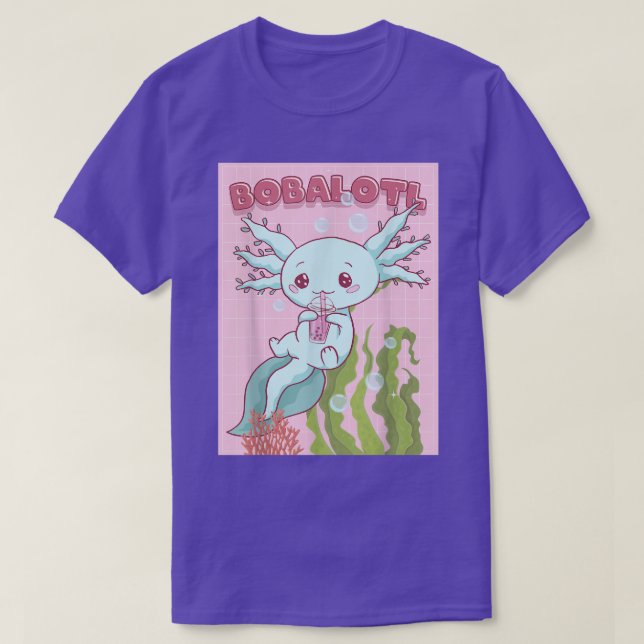 Camiseta Kawaii Axolotl Boba Bubble Tea Japanese Aesthetic  (Frente do Design)
