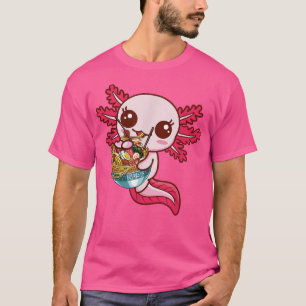 Camiseta Kawaii Axolotl Comendo Ramen Nodles Anime Gift Gir