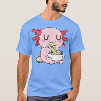 Camiseta Kawaii Axolotl Comendo Ramen Nodles Anime Gifts Gi