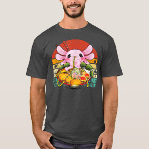 Camiseta Kawaii Axolotl Comendo Ramen Nodles Anime Vintage