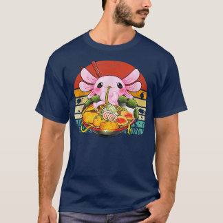 Camiseta Kawaii Axolotl Comendo Ramen Nodles Anime Vintage