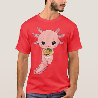 Camiseta Kawaii Axolotl Comendo Ramen Nodles Animes Criança