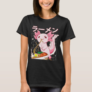 Camiseta Kawaii Axolotl Comendo Ramen Noodles Animes Girls 
