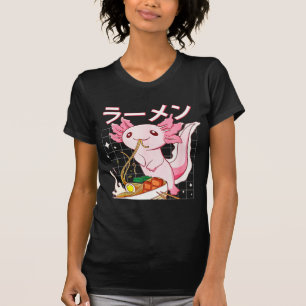 Camiseta Kawaii Axolotl Comendo Ramen Noodles Animes Girls 