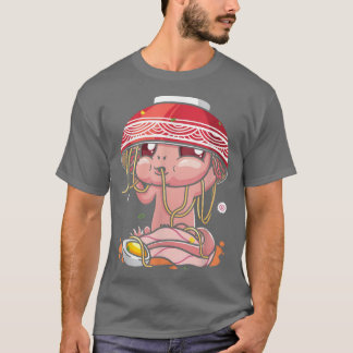 Camiseta Kawaii Axolotl Comendo Ramen Noodles Animes Girls 
