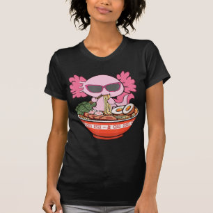 Camiseta Kawaii Axolotl Comendo Ramen Noodles Animes Girls 