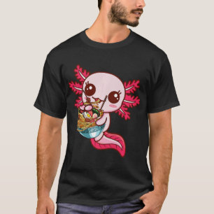 Camiseta Kawaii Axolotl Comeu Ramen Japonês Noodles Ki