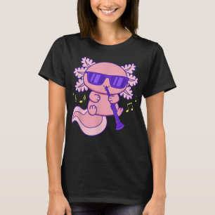 Camiseta Kawaii Axolotl, Cor-De-Rosa, Cinzento, Com Óculos 