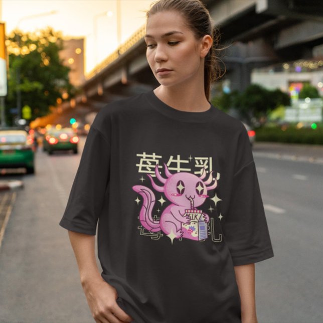 Camiseta Kawaii Axolotl E Leite De Morango (Criador carregado)