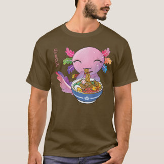 Camiseta Kawaii Axolotl Eating Ramen Japanese Noodles Anime