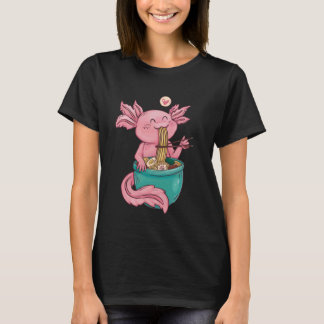 Camiseta Kawaii Axolotl Eating Ramen Noodles Anime For Girl