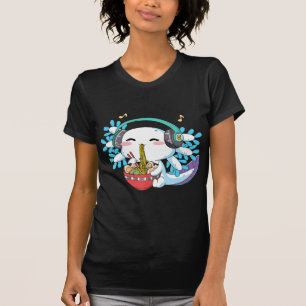Camiseta Kawaii Axolotl Eating Ramen Noodles Anime Kids Boy