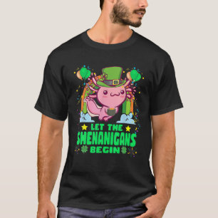 Camiseta Kawaii Axolotl Funny Dia de São Patrício Shena