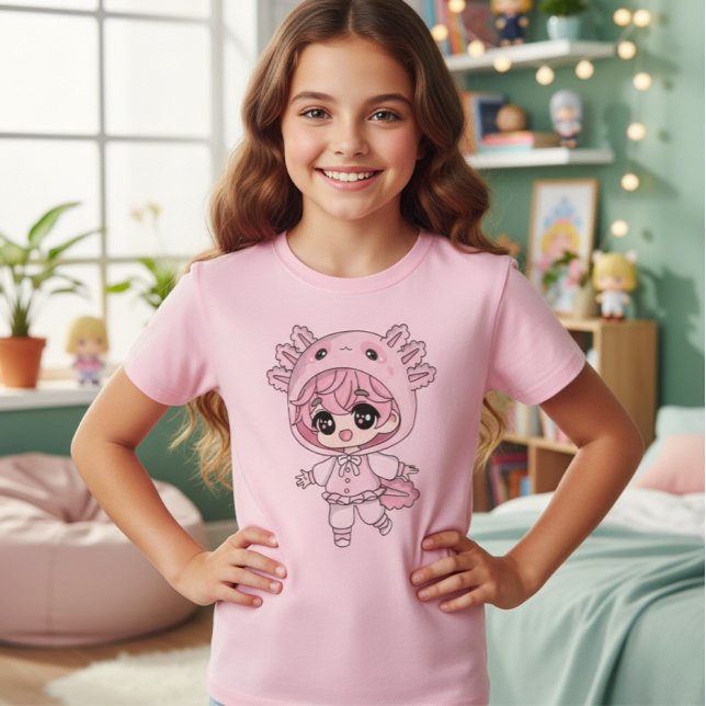 Camiseta Kawaii Axolotl Girl Chibi Kids T-Shirt (Criador carregado)