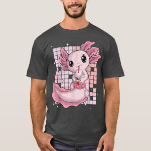 Camiseta Kawaii Axolotl Japonês Morango Leite Shake anim