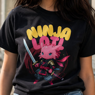 Camiseta Kawaii Axolotl Ninja - Animal aquático Fofinho
