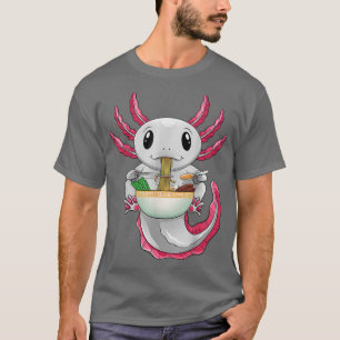 Camiseta Kawaii Axolotl Otaku Anime Japonês Ramen Noodles