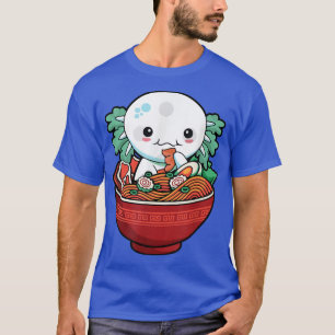 Camiseta Kawaii Axolotl Ramen Japonês Povoado Pão-Presente