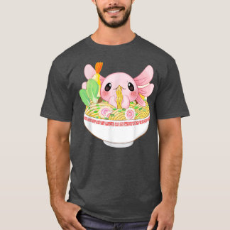 Camiseta Kawaii Axolotl Ramen Noodles Anime Comida japonês