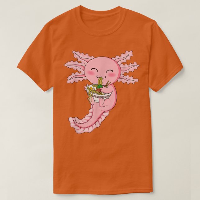 Camiseta Kawaii Axolotl Ramen Noodles Anime Japonês Axolot (Frente do Design)
