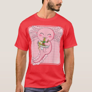 Camiseta Kawaii Axolotl Ramen Noodles Japonês Anime A