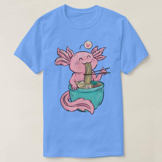 Camiseta Kawaii Axolotl Ramen Noodles Japonês Anime Otaku (Frente do Design)