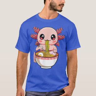 Camiseta Kawaii Axolotl Ramen Noodles Japonês Anime Otaku