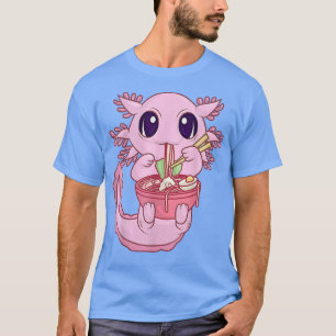 Camiseta Kawaii Axolotl Ramen Noodles Japonês Anime Otaku