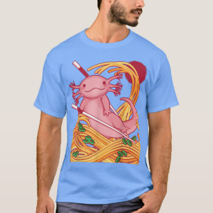 Camiseta Kawaii Axolotl Salamander Comendo Ramen Japonês Fo