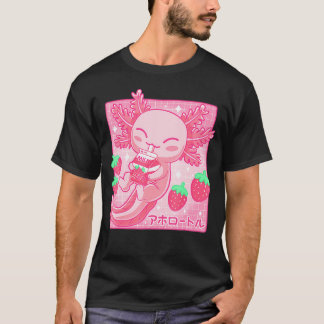 Camiseta Kawaii Axolotl Strawberry Milk Shake Carton Japane